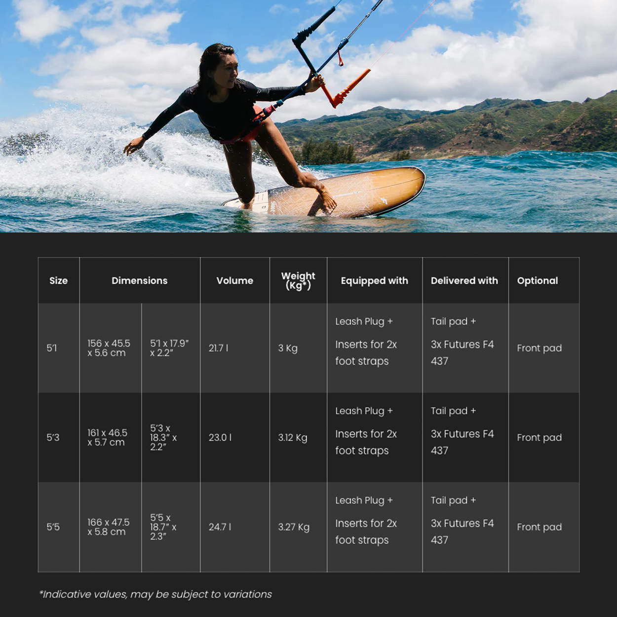 Slice Bamboo Kite Surfboard